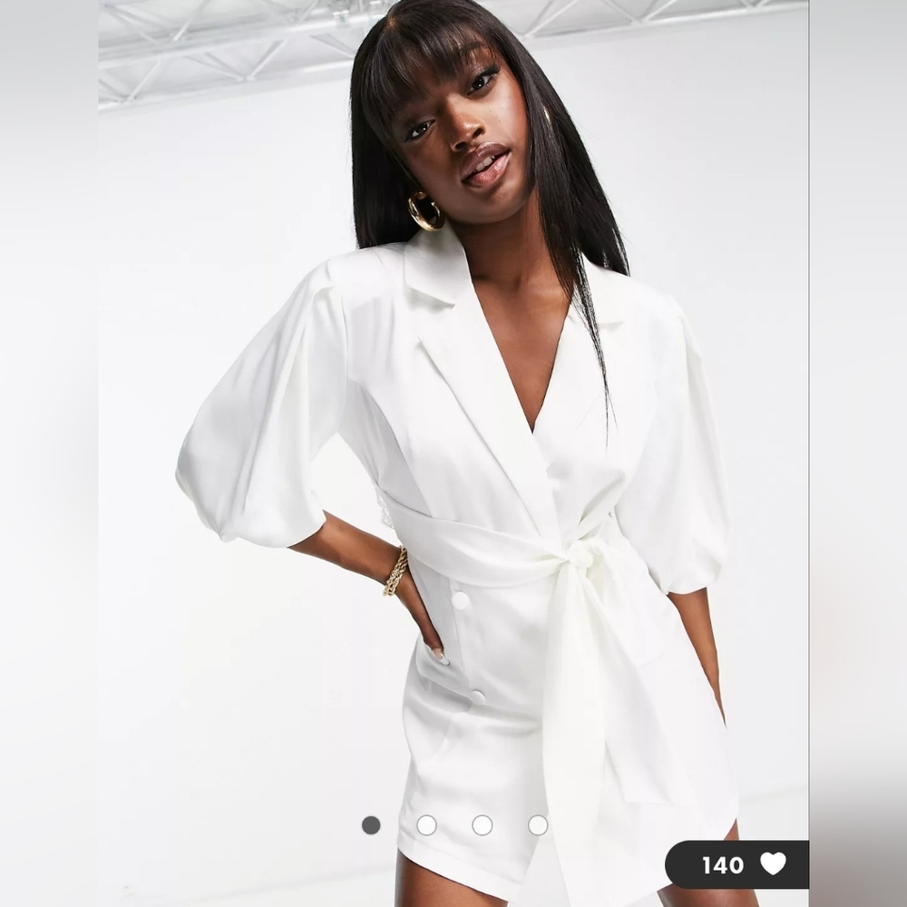 Lashes of London backless blazer dress in white